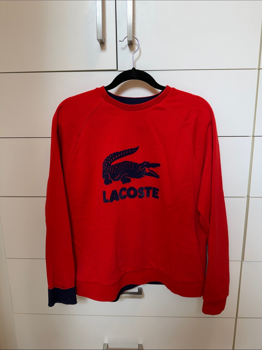 Lacoste Red Sweatshirt with Navy Crocodile Logo
